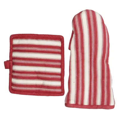 Oven mitts (Red, Beige) from Pentik Cotton