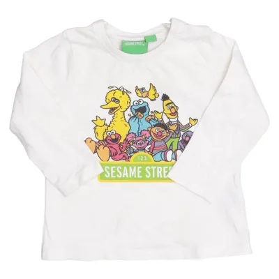 Langærmet t-shirt (Hvid, Flerfarvet) fra Sesame Street Bomuld