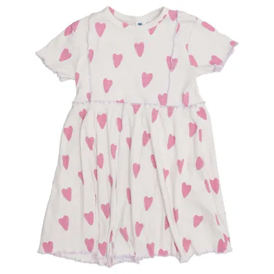 Jurk (Wit, Roze) van Rikiki Katoen, Elastaan, Polyester
