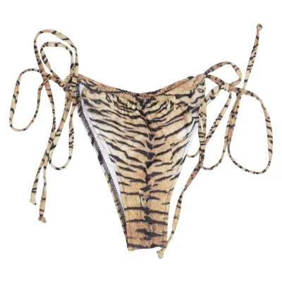 Bikiniunderdel (Brun, Svart) från PrettyLittleThing Elastan, Polyamid