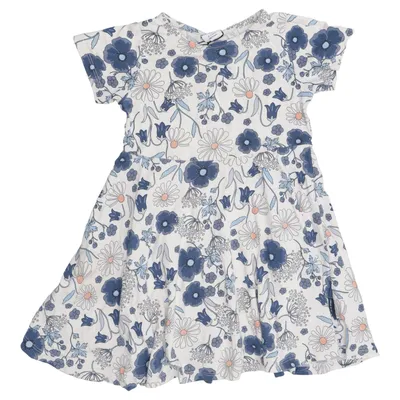 Kleid (Weiß, Blau, Mehrfarbig) von Polarn O. Pyret Elasthan, Bio-Baumwolle