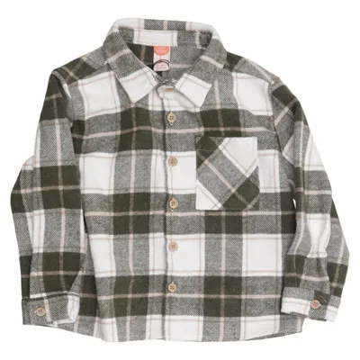Flanellskjorta (Grön, Vit, Beige) från Koton Baby Akryl, Bomull, Polyester, Viskos