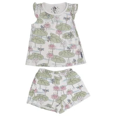 Pajamas (White, Green, Pink) from Polarn O. Pyret Elastane, Organic cotton