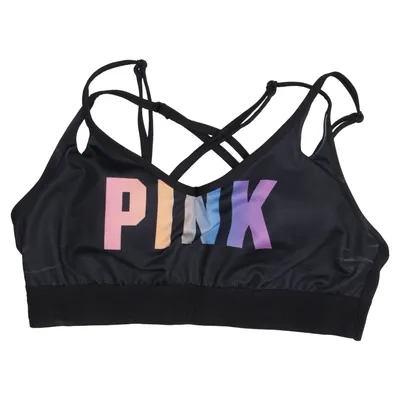 Sports bra (Black) from Pink Victoria's Secret Elastane, Polyamide, Recycled polyester