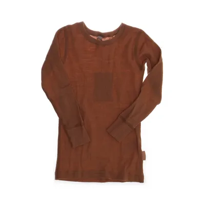 Langærmet t-shirt (Brun) fra Dilling Økologisk bomuld, Merinould