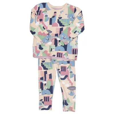 Pajamas (Beige, Multicolored) from Polarn O. Pyret Elastane, Organic cotton