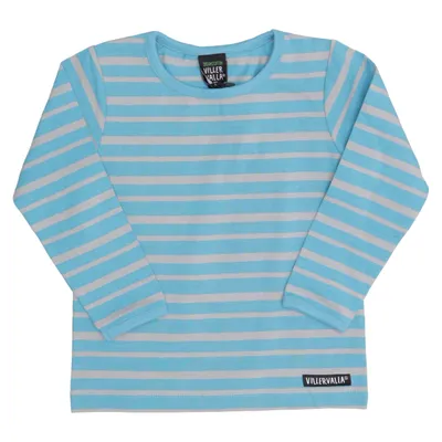 Lange mouwen shirt (Blauw, Grijs) van Villervalla Elastaan, Organisch katoen