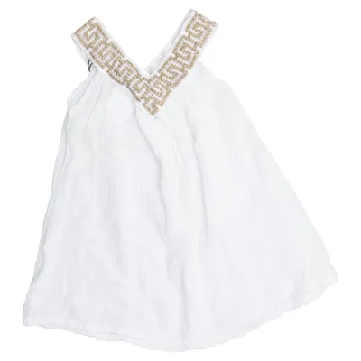 Dress (White, Gold) from Q&Q Cotton