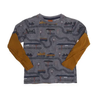 Långärmad t-shirt (Grå, Flerfärgad) från Pusblu Bomull, Viskos