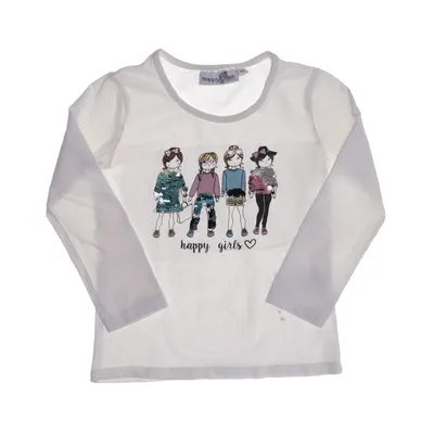 T-shirt à manches longues (Blanc, Multicolore) de Happy Girls Coton, Élasthane