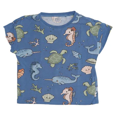 T-shirt (Blå, Flerfarvet) fra Lindex Bomuld, Elastan