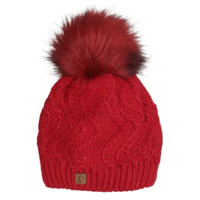 Bobble hat (Red) from Faera Acrylic, Polyamide, Polyester, Wool