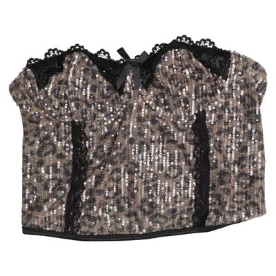 Bandeau bra (Brown, Black) from Romwe Elastane, Polyester