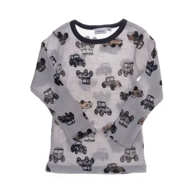 Långärmad t-shirt (Grå, Flerfärgad) från Name It Merinoull