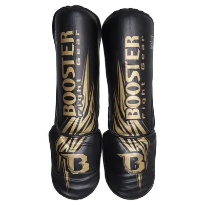 Protège-tibia (Noir, Or) de Booster Fight Gear