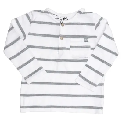 Henley shirt (Wit, Grijs) van Baby C&A Katoen