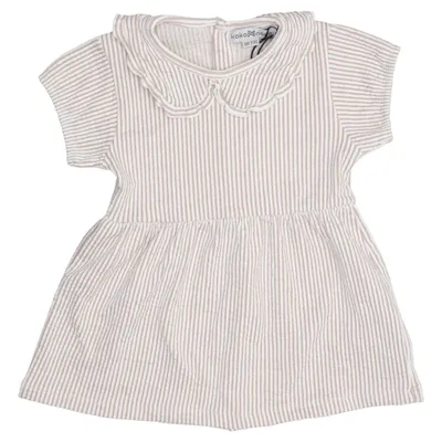 Robe (Beige, Blanc) de Koko Noko Coton, Élasthane, Polyester