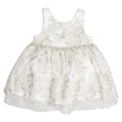 Blomsterpigekjole (Hvid, Guld, Flerfarvet) fra American Princess Polyester