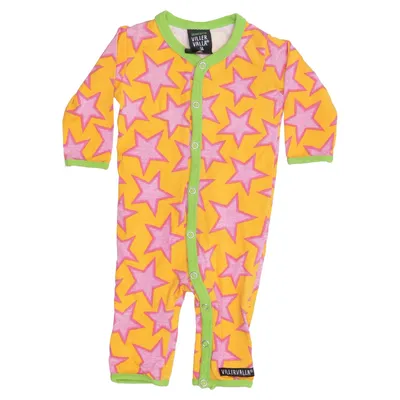 Barboteuse (Jaune, Rose, Vert) de Villervalla Élasthane, Coton biologique