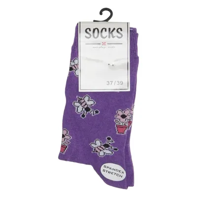 Chaussettes (Violet, Multicolore) de Socks Coton, Élasthane, Polyamide