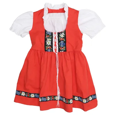 Folkdräkt (Röd, Vit, Flerfärgad) från Eklöws Bomull, Polyester