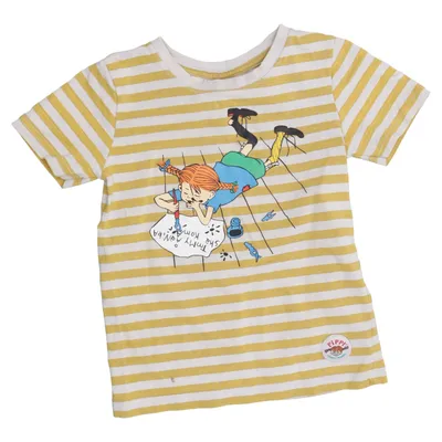 T-shirt (Gul, Vit, Flerfärgad) från Pippi Långstrump by Martinex Elastan, Ekologisk bomull