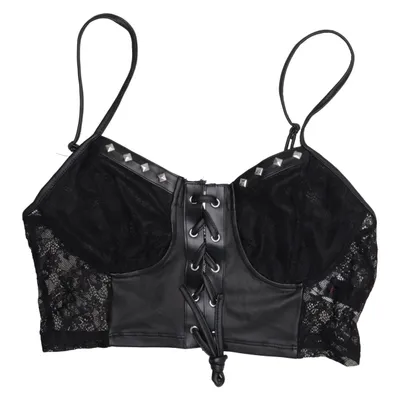Bustier (Noir) de Romwe Élasthane, Polyamide, Polyester