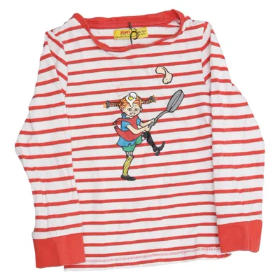 Long sleeve T-shirt (Red, White, Multicolored) from Pippi Långstrump Cotton, Elastane