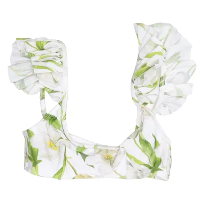 Bikini top (White, Green) from ASOS Swim Elastane, Polyamide