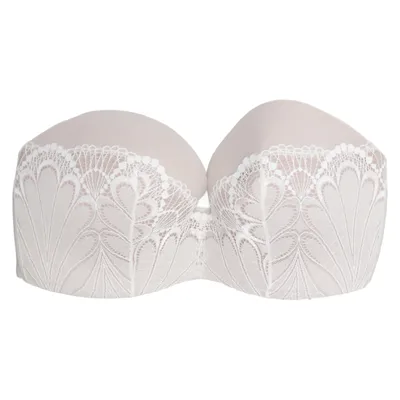 Soutien-gorge bandeau (Beige, Blanc) de Wonderbra Élasthane, Polyamide, Polyester