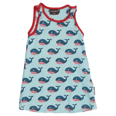 Dress (Blue, Red, White) from Maxomorra Elastane, Organic cotton