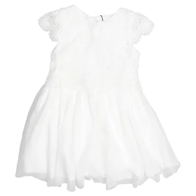 Robe de fille de fleur (Blanc) de Young Dimension Polyester