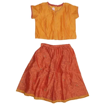 Traditionell klädsel (Orange, Flerfärgad) från Fabindia Bomull, Silke