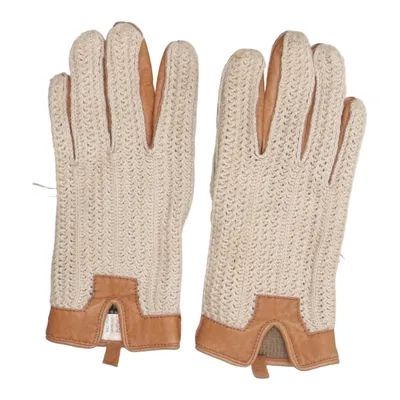 Gloves (Brown, Beige) from Fingerman Acrylic, Leather