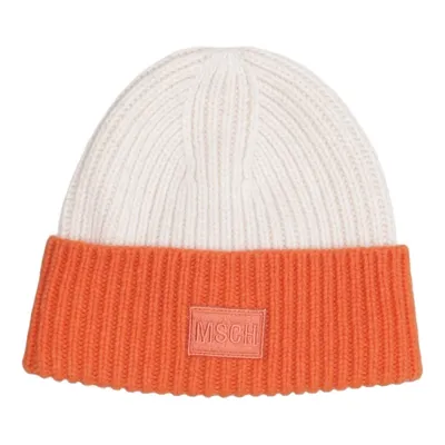 Beanie (Beige, Orange) from MSCH Copenhagen Polyamide, Wool