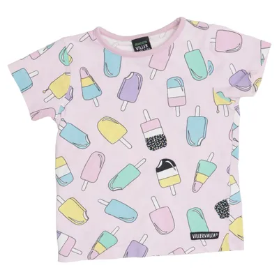 T-shirt (Roze, Meerkleurig) van Villervalla Elastaan, Organisch katoen