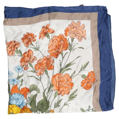 Scarf (Vit, Blå, Flerfärgad) Silke