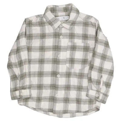 Chemise en flanelle (Vert, Blanc) de Zara Coton