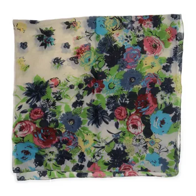 Neckerchief (White, Multicolored) from Pieces Cotton, Metallic fiber