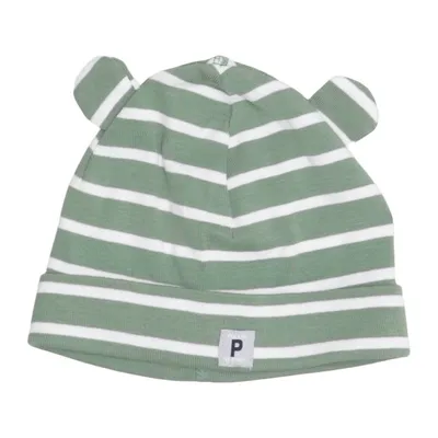 Beanie (Green, White) from Polarn O. Pyret Organic cotton