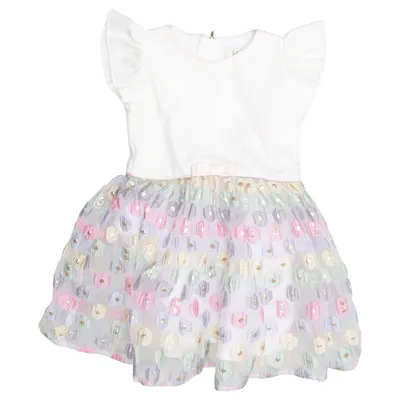 Dress (White, Multicolored) from Baker by Ted Baker Cotton, Elastane, Metallic fiber, Polyamide, Polyester