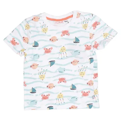 T-shirt (Hvid, Flerfarvet) fra Liegelind Bomuld, Elastan