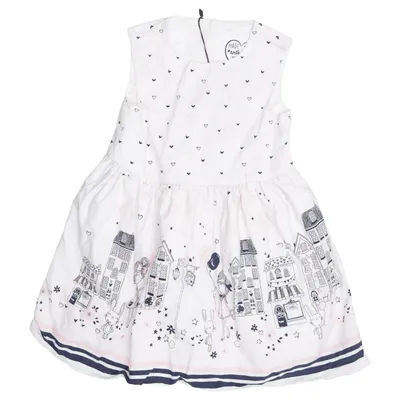 Dress (White, Multicolored) from Young Dimension Cotton, Polyester