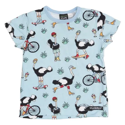 T-shirt (Blå, Flerfärgad) från Villervalla Elastan, Ekologisk bomull