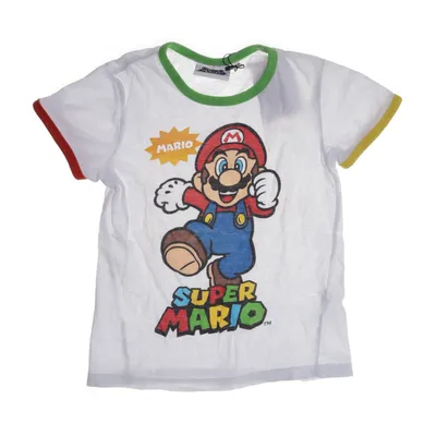 T-shirt (Hvid, Flerfarvet) fra Super Mario Bomuld