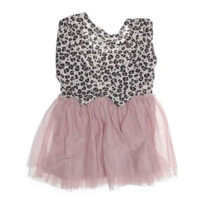 Kjole (Pink, Flerfarvet) fra Lindex Kids Elastan, Polyester