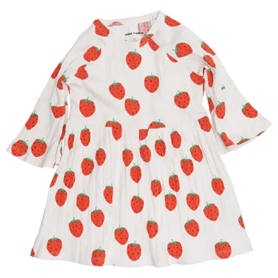 Jurk (Beige, Rood, Groen) van Mini Rodini Katoen, Elastaan