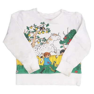 Sweatshirt (White, Multicolored) from Pippi Långstrump by Martinex Cotton, Elastane, Polyester
