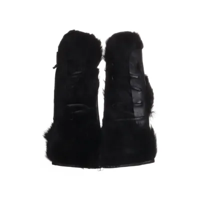 Fur mittens (Black) from Now Leather, Rabbit fur