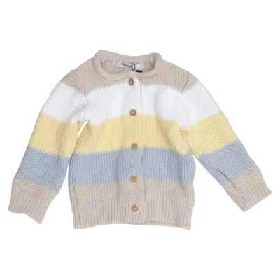 Strickjacke (Beige, Weiß, Gelb) von MyWear Baby Bio-Baumwolle